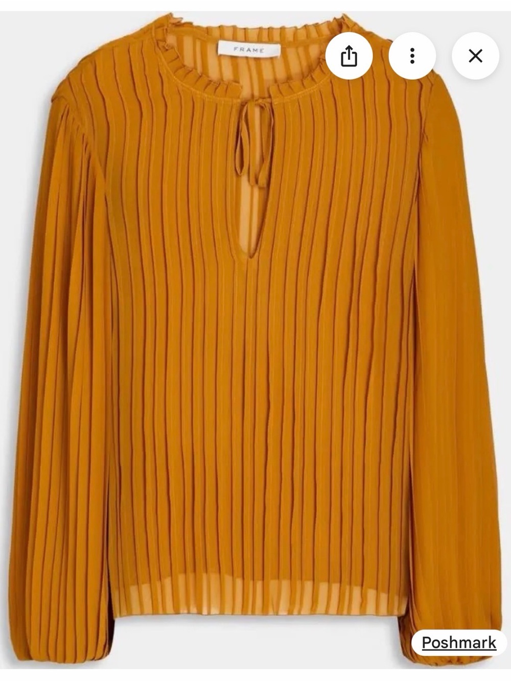 A.P.C. Mustard Gold Pleated V-Neck Long Sleeve Blouse Size S/P